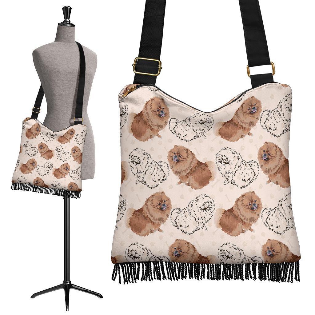 Dog Pomeranian Pattern Print Crossbody Bags-grizzshop