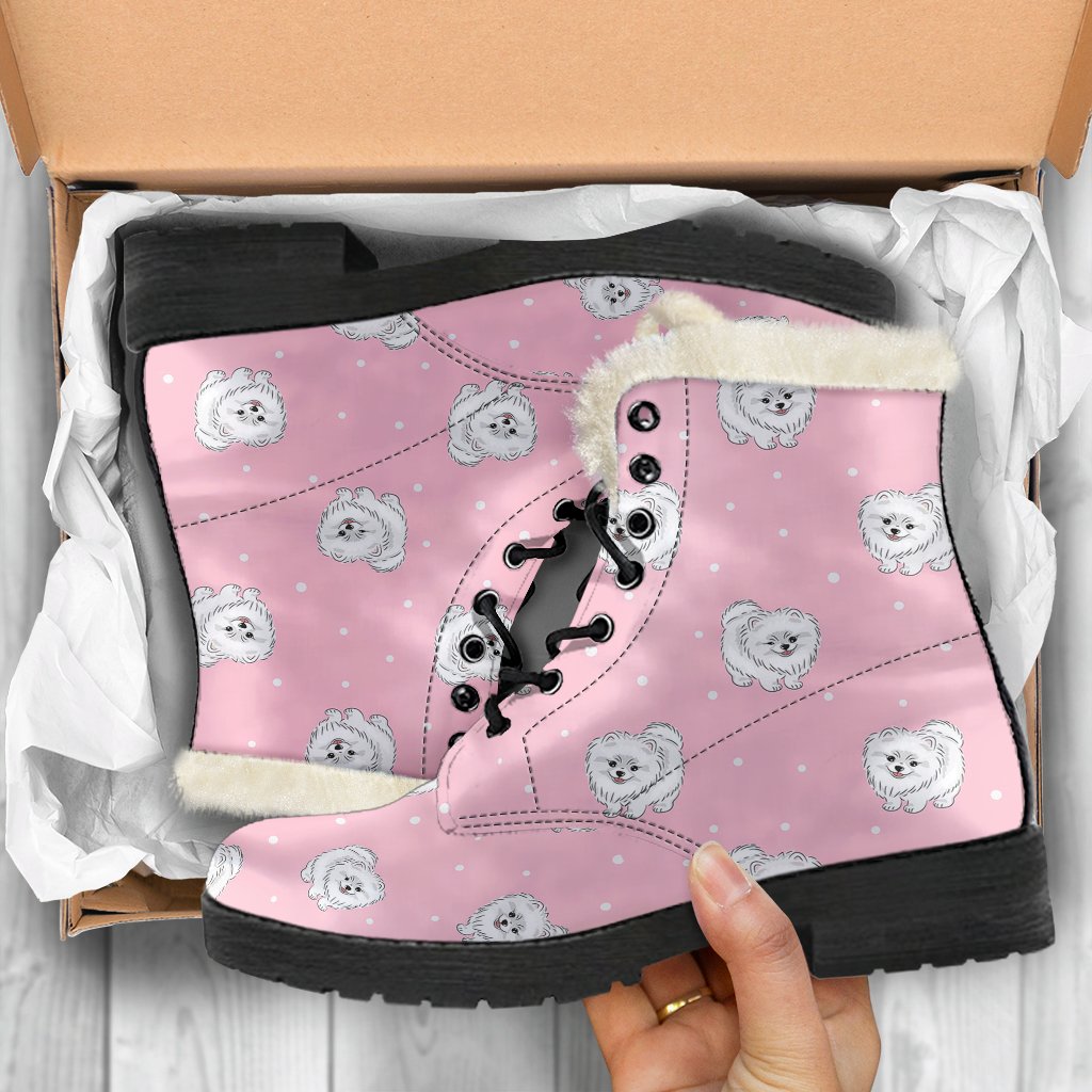 Dog Pomeranian Print Pattern Comfy Winter Boots-grizzshop