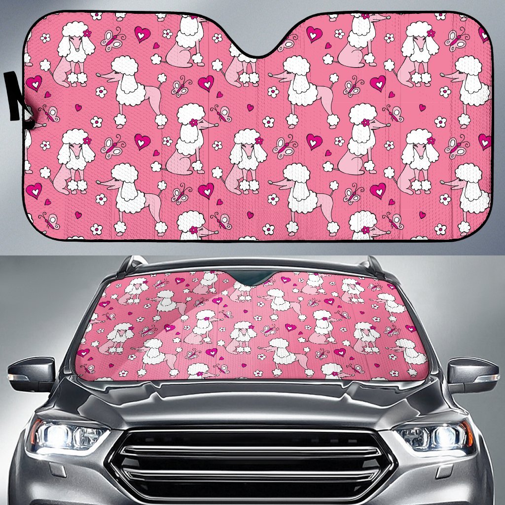 Dog Poodle Pattern Print Car Sun Shade-grizzshop