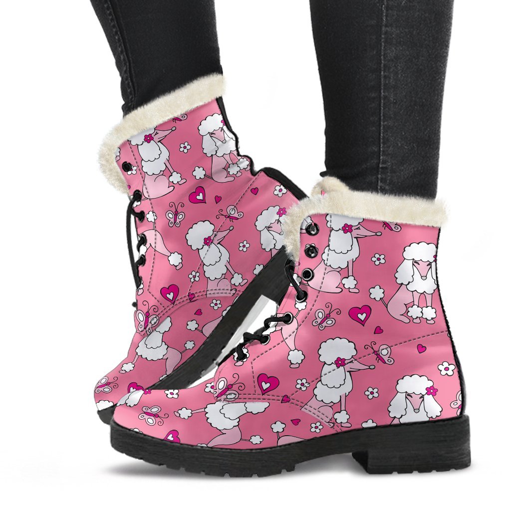 Dog Poodle Pattern Print Comfy Winter Boots-grizzshop