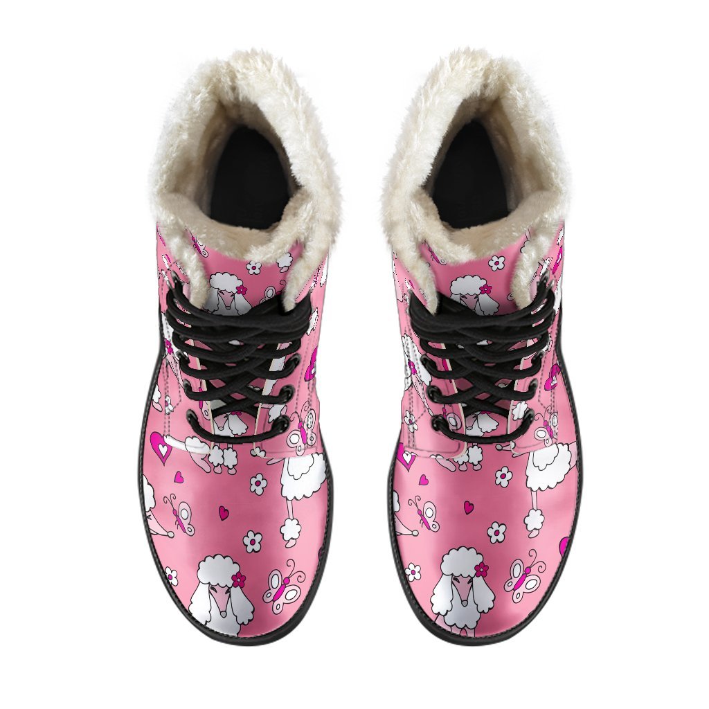 Dog Poodle Pattern Print Comfy Winter Boots-grizzshop