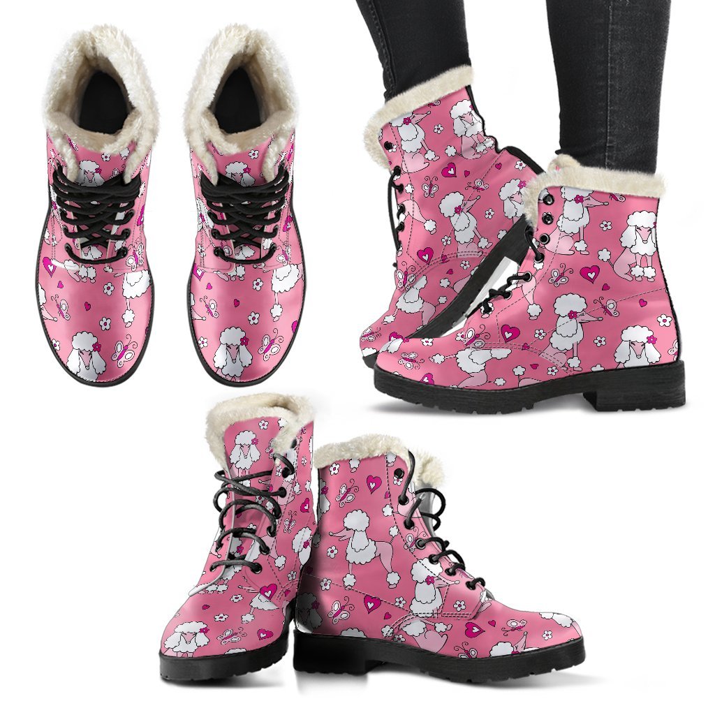 Dog Poodle Pattern Print Comfy Winter Boots-grizzshop