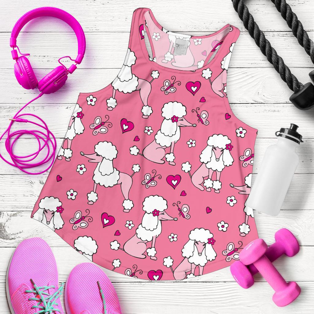 Dog Poodle Pattern Print Dog Poodle Pattern Print Women's Racerback Tank Tops-grizzshop