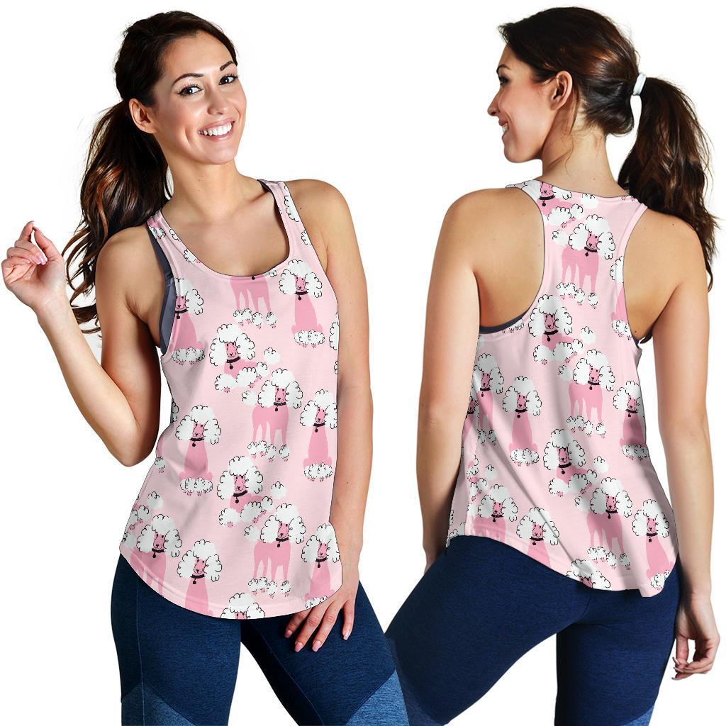 Dog Poodle Print Pattern Women's Racerback Tank Tops-grizzshop