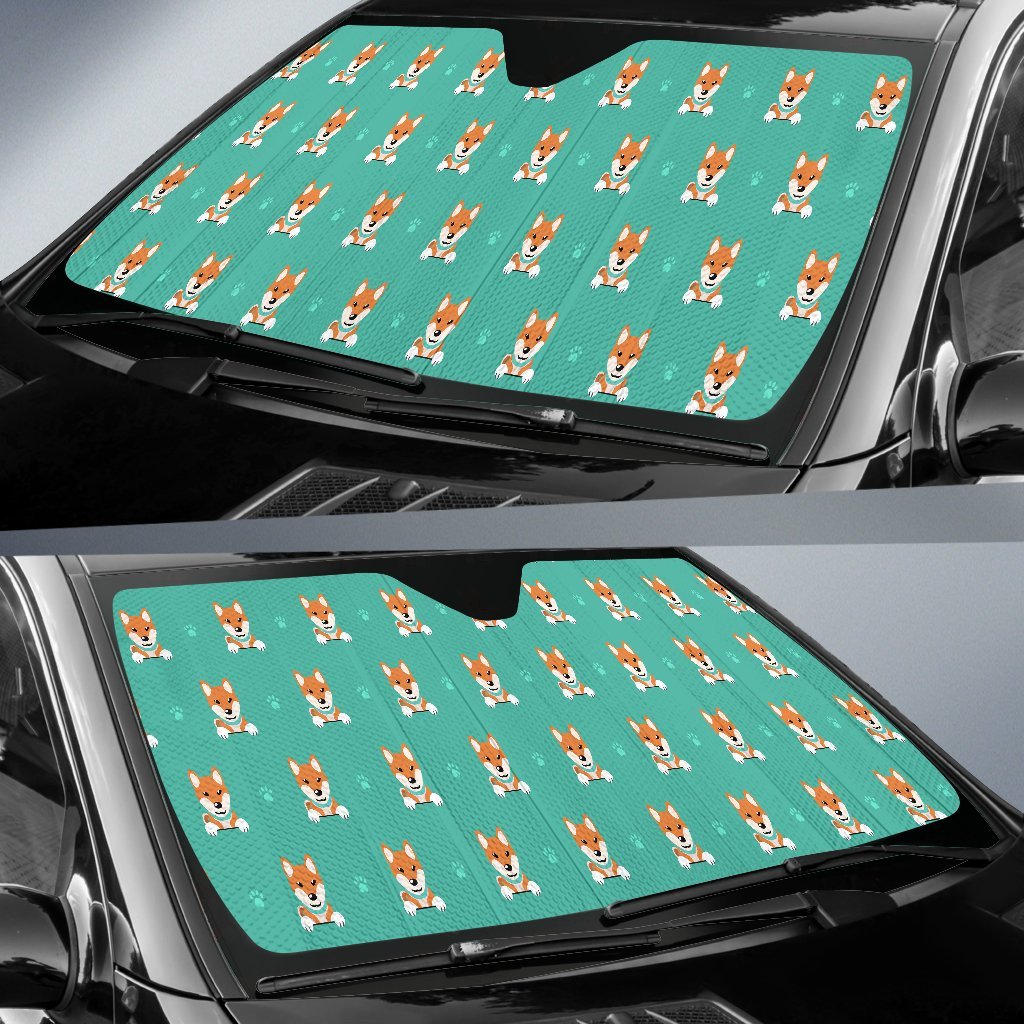 Dog Pupppy Shiba Inu Print Pattern Car Sun Shade-grizzshop
