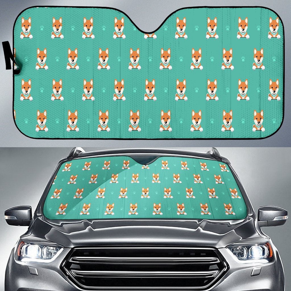 Dog Pupppy Shiba Inu Print Pattern Car Sun Shade-grizzshop