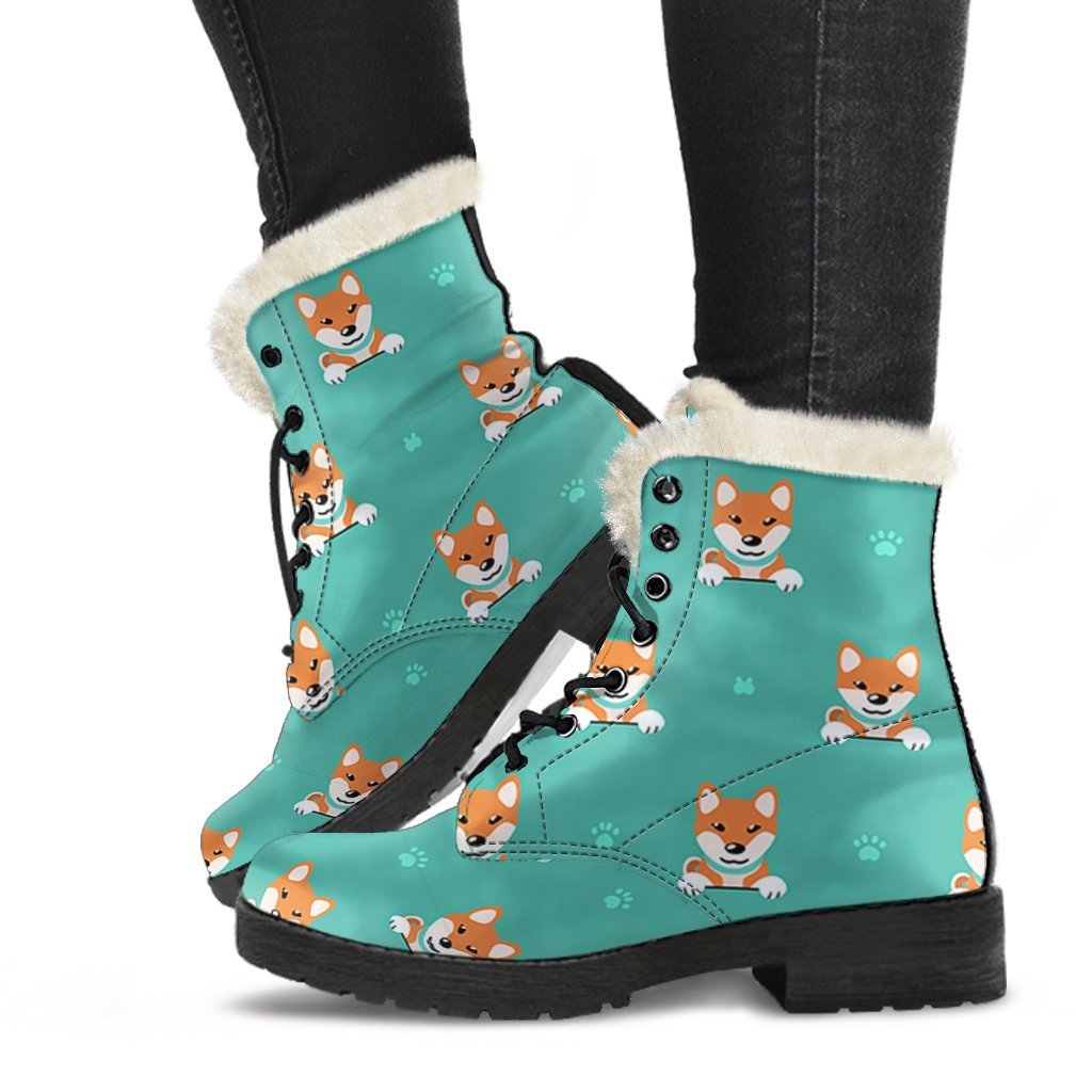 Dog Pupppy Shiba Inu Print Pattern Comfy Winter Boots-grizzshop