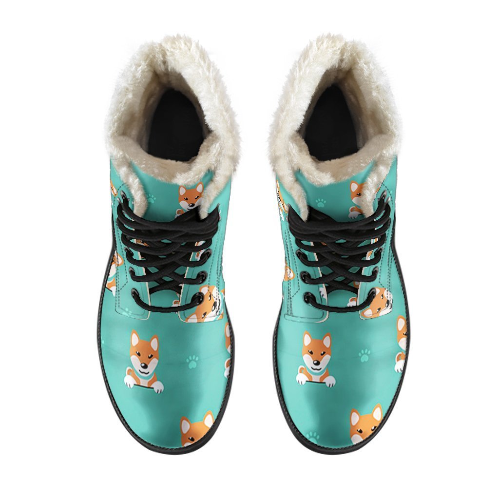 Dog Pupppy Shiba Inu Print Pattern Comfy Winter Boots-grizzshop