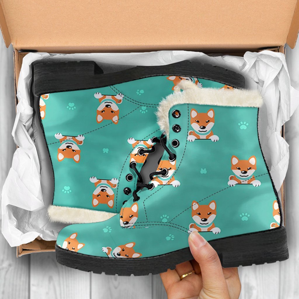 Dog Pupppy Shiba Inu Print Pattern Comfy Winter Boots-grizzshop