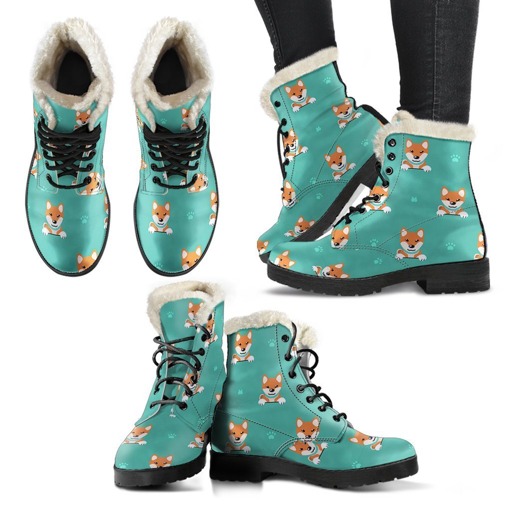 Dog Pupppy Shiba Inu Print Pattern Comfy Winter Boots-grizzshop