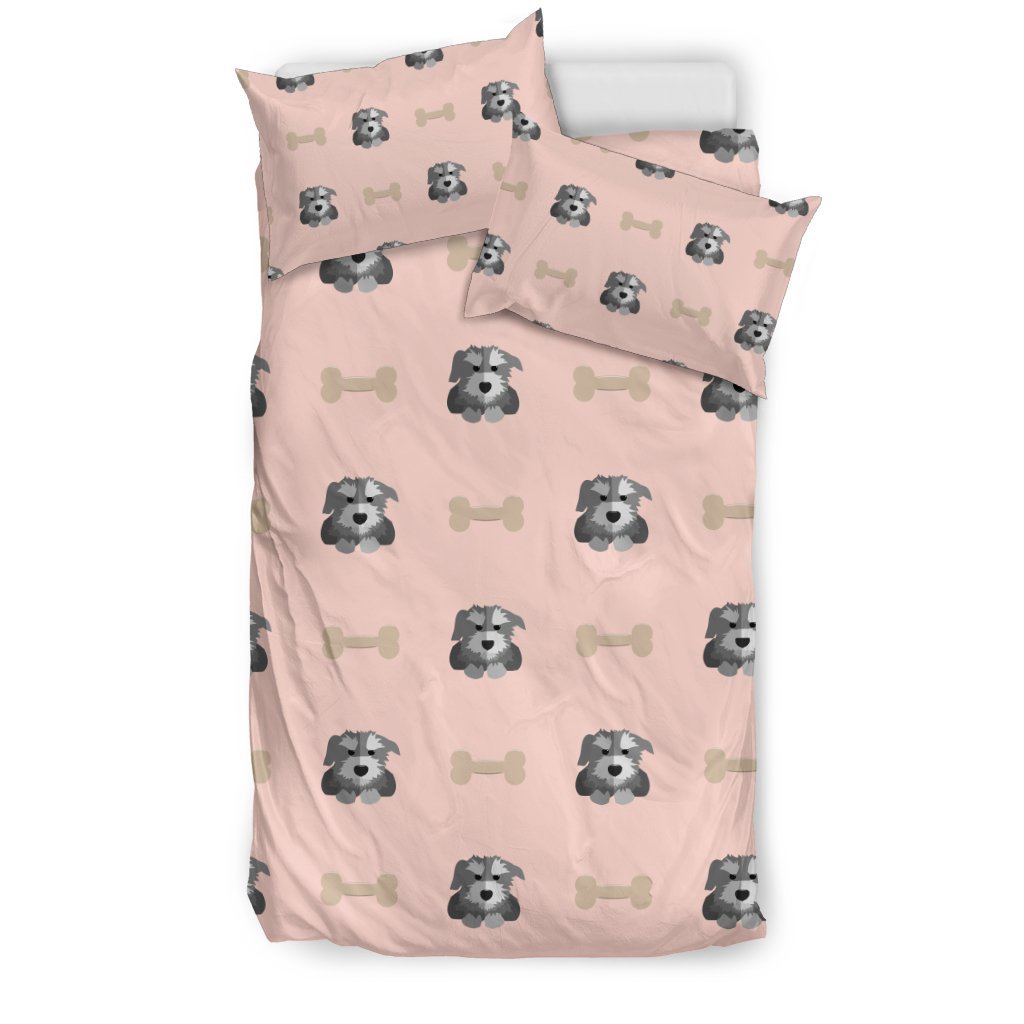 Dog Puppy Schnauzer Pattern Print Duvet Cover Bedding Set-grizzshop
