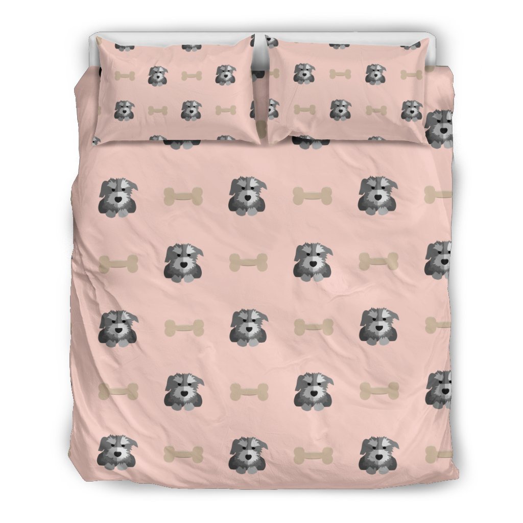 Dog Puppy Schnauzer Pattern Print Duvet Cover Bedding Set-grizzshop
