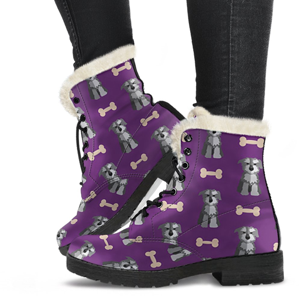 Dog Puppy Schnauzer Print Pattern Comfy Winter Boots-grizzshop