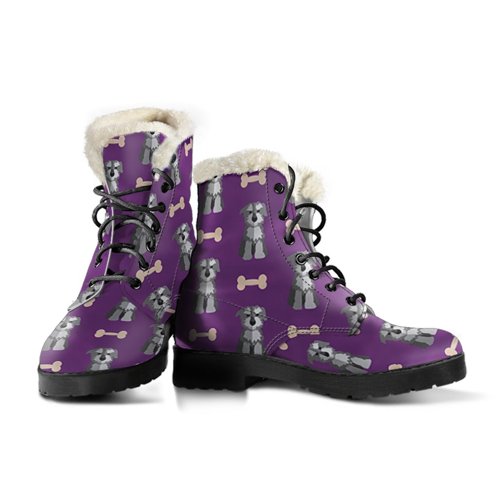 Dog Puppy Schnauzer Print Pattern Comfy Winter Boots-grizzshop