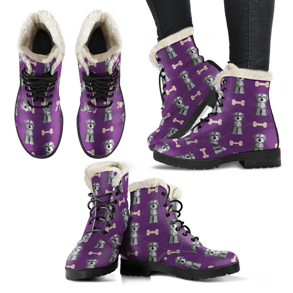 Dog Puppy Schnauzer Print Pattern Comfy Winter Boots-grizzshop
