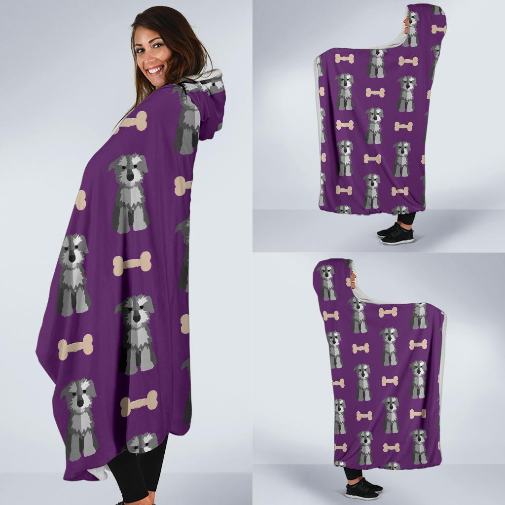 Dog Puppy Schnauzer Print Pattern Hooded Blanket-grizzshop