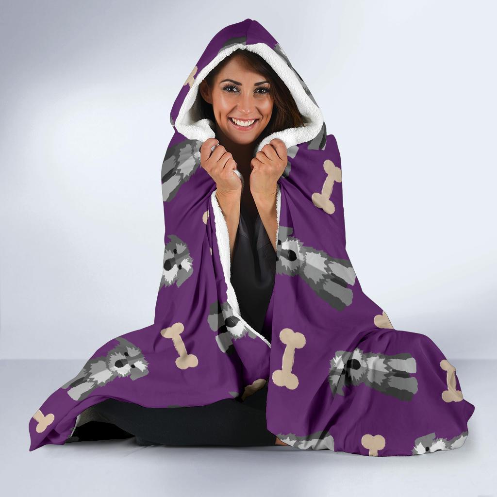 Dog Puppy Schnauzer Print Pattern Hooded Blanket-grizzshop