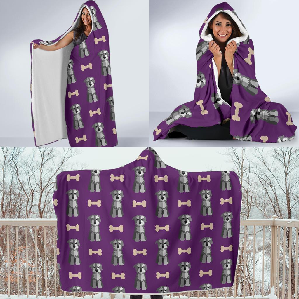 Dog Puppy Schnauzer Print Pattern Hooded Blanket-grizzshop