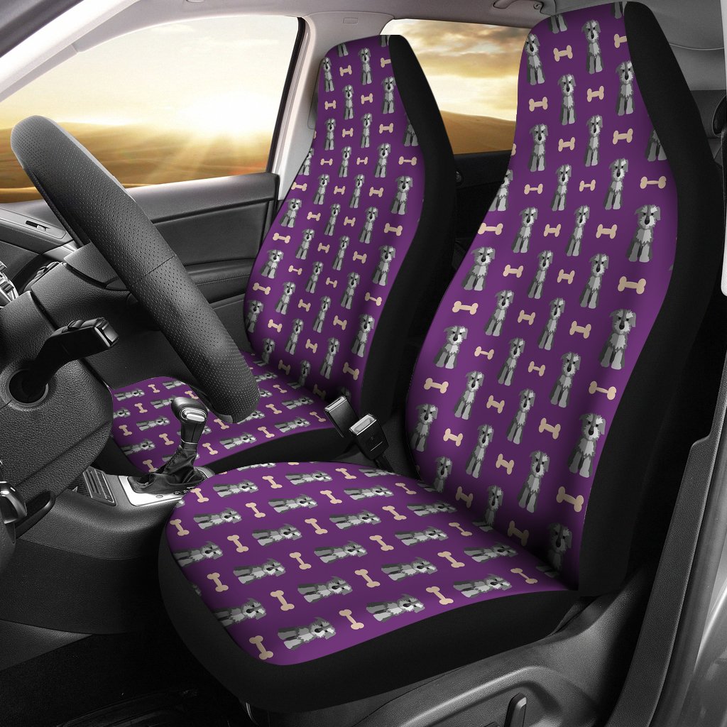 Dog Puppy Schnauzer Print Pattern Universal Fit Car Seat Cover-grizzshop