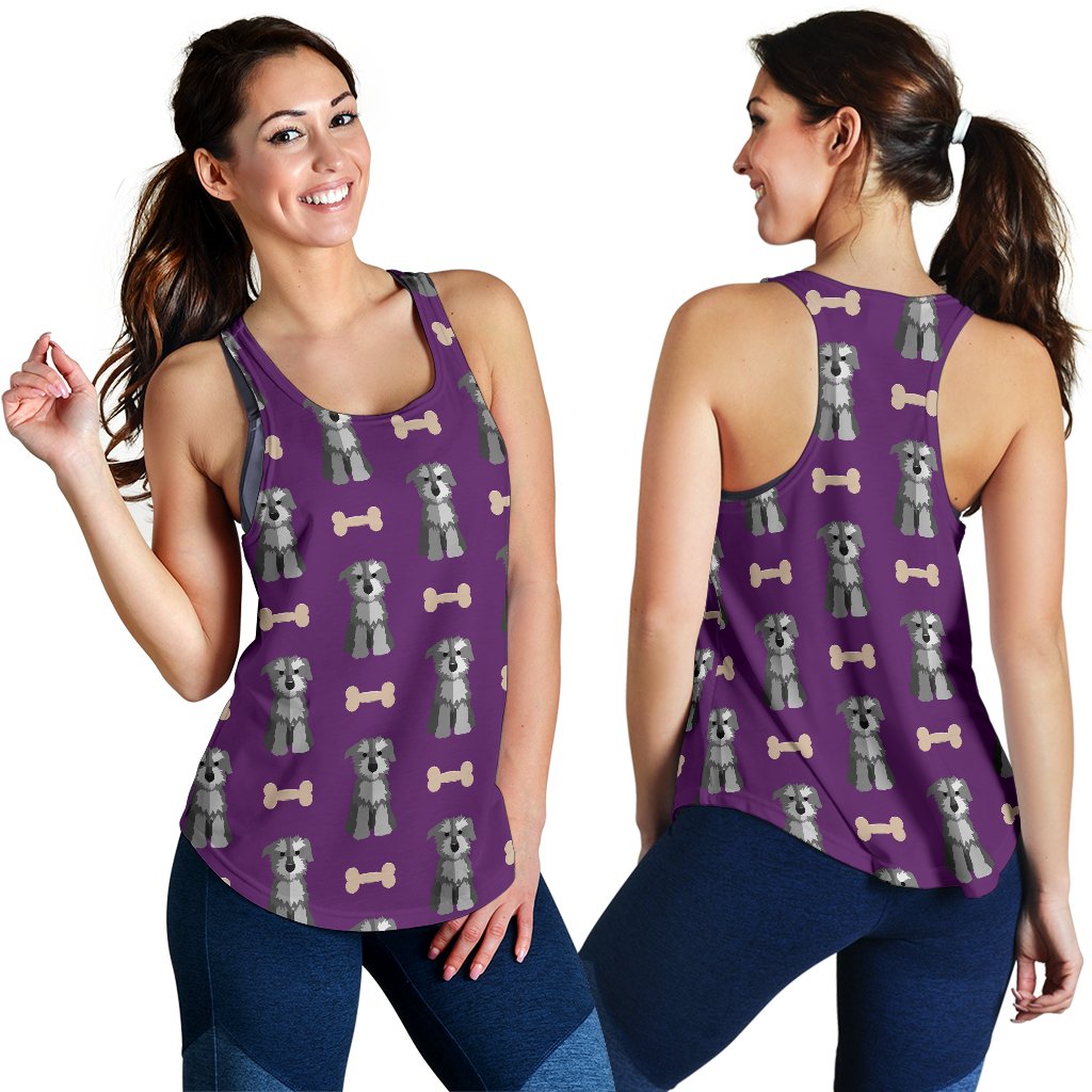 Dog Puppy Schnauzer Print Pattern Women's Racerback Tank Tops-grizzshop