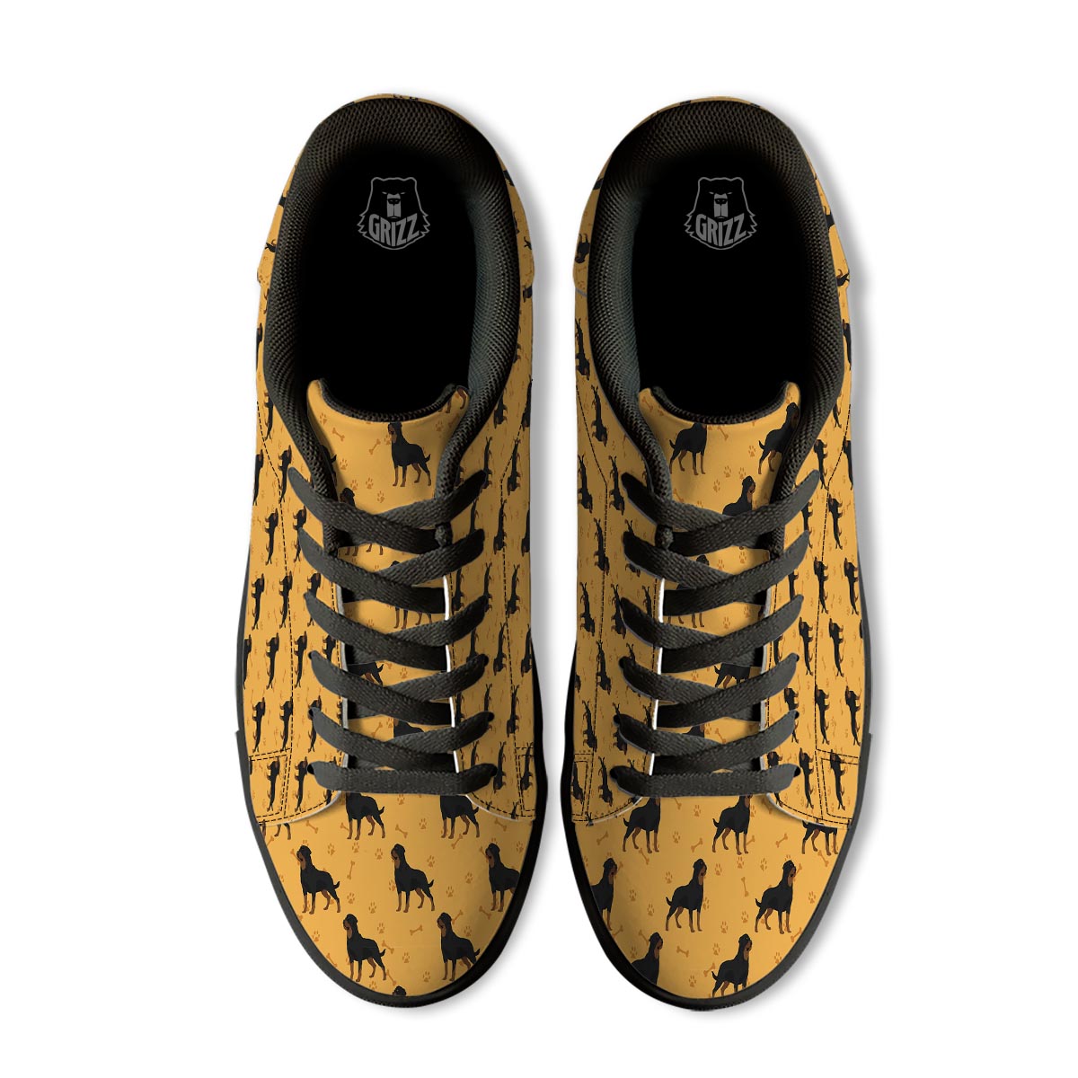 Dog Rottweiler Print Pattern Black Low Top Sneakers-grizzshop