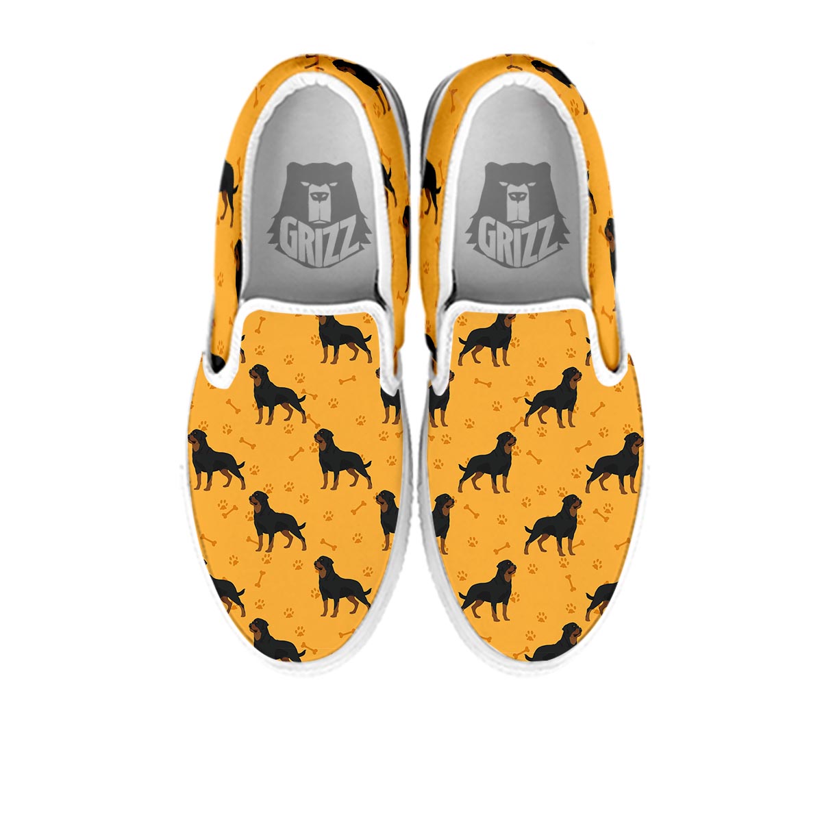 Dog Rottweiler Print Pattern White Slip On Shoes-grizzshop