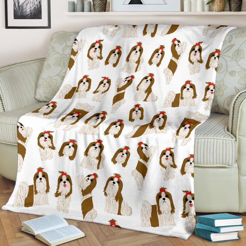 Dog Shih Tzu Pattern Print Blanket-grizzshop
