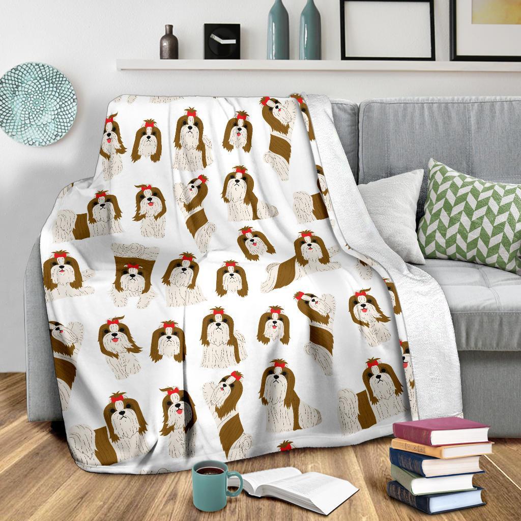 Dog Shih Tzu Pattern Print Blanket-grizzshop