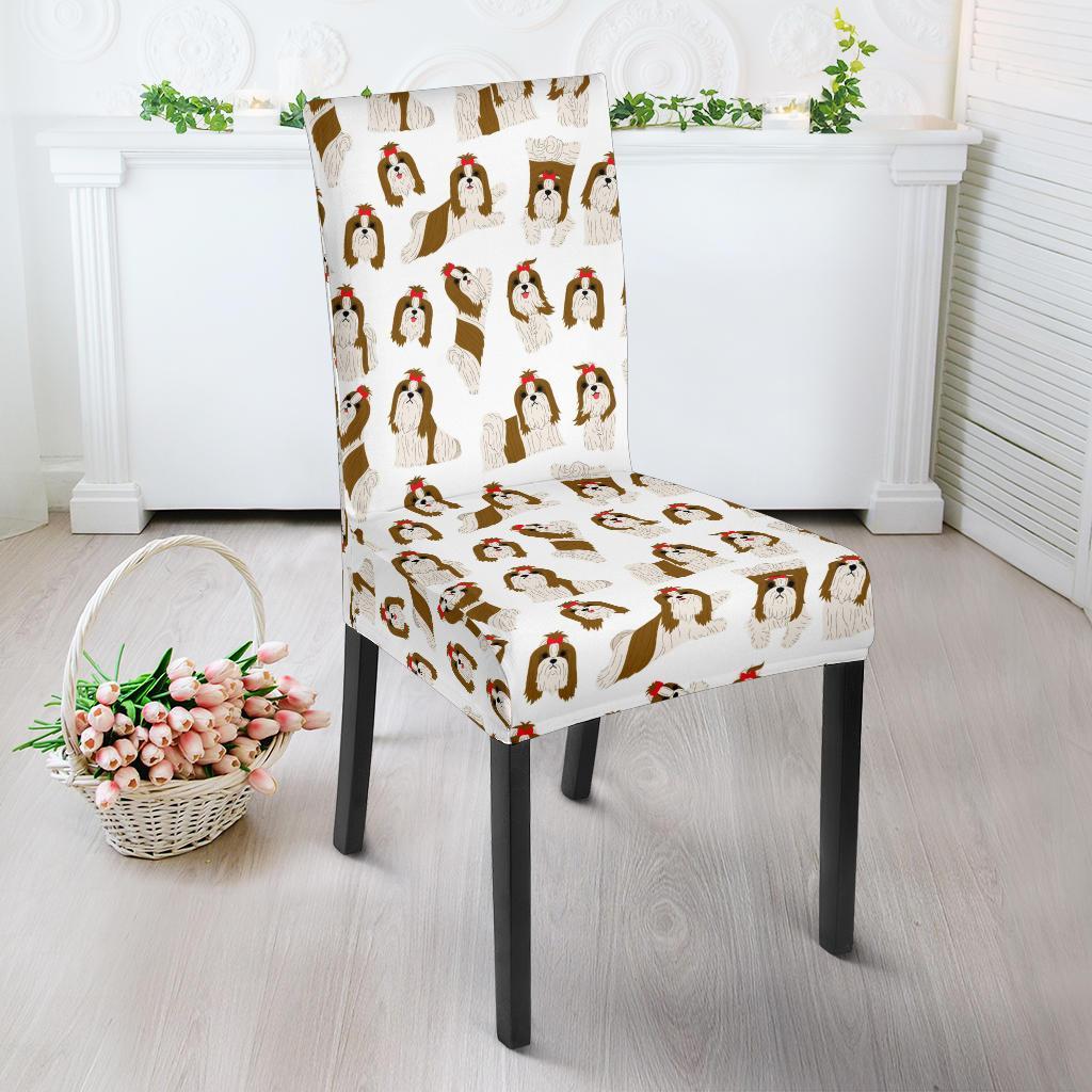 Dog Shih Tzu Pattern Print Chair Cover-grizzshop