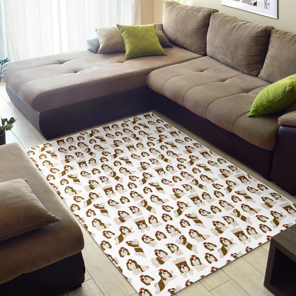 Dog Shih Tzu Pattern Print Floor Mat-grizzshop