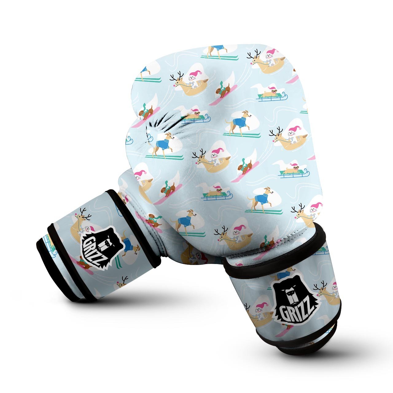 Dog Skiing Print Pattern Boxing Gloves-grizzshop