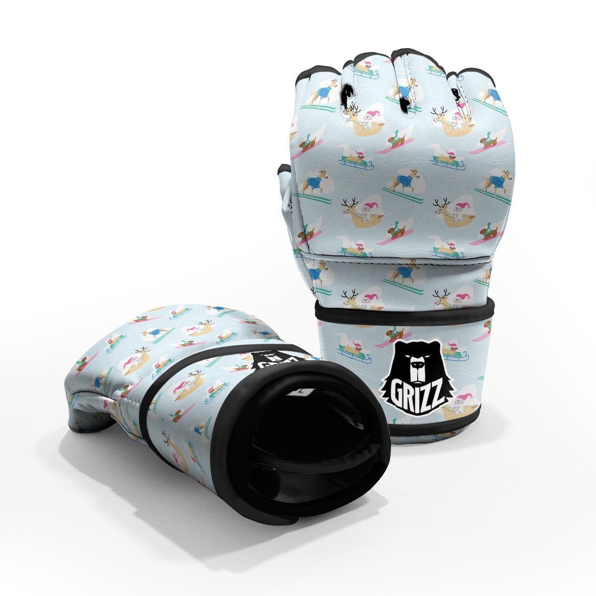 Dog Skiing Print Pattern MMA Gloves-grizzshop