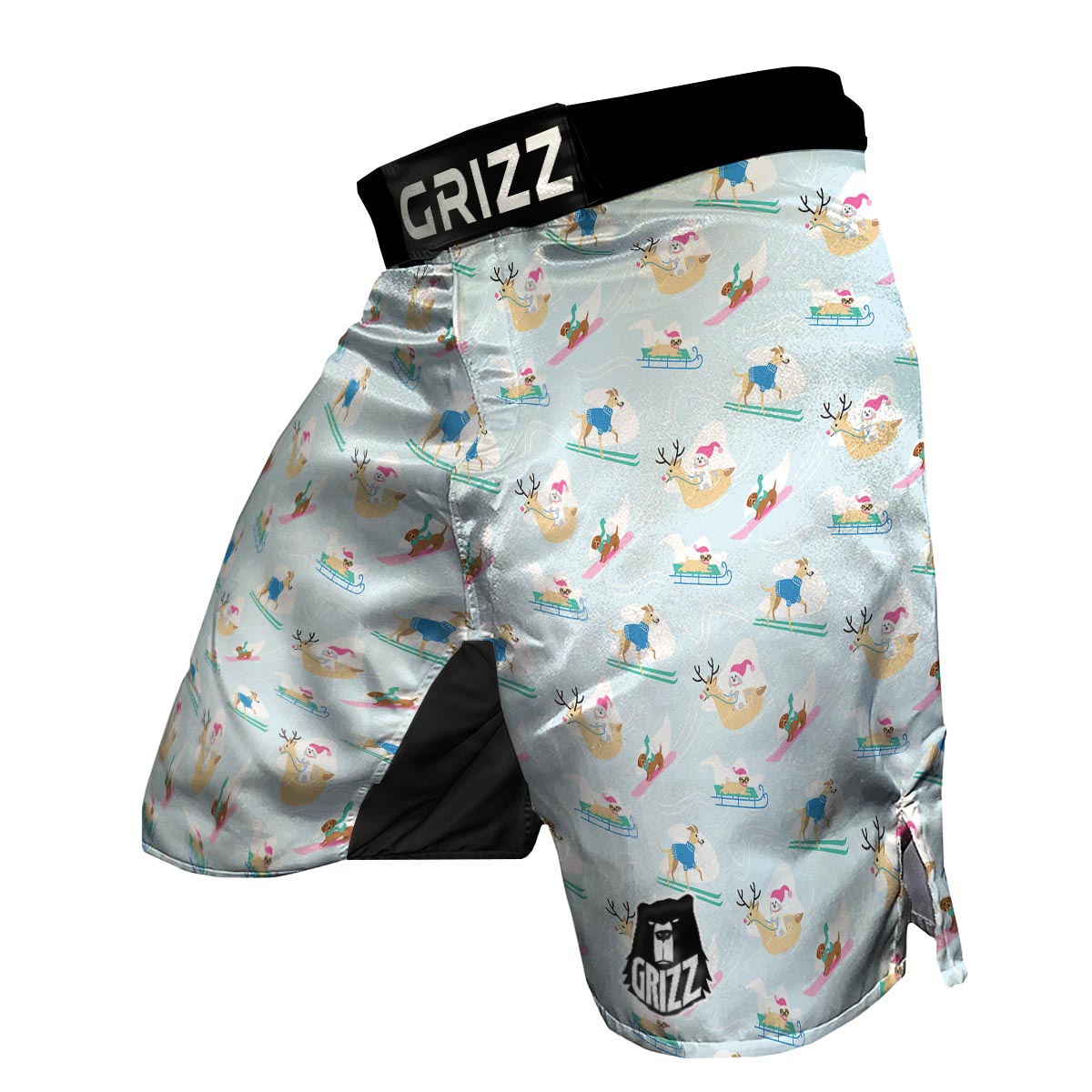 Dog Skiing Print Pattern MMA Shorts-grizzshop