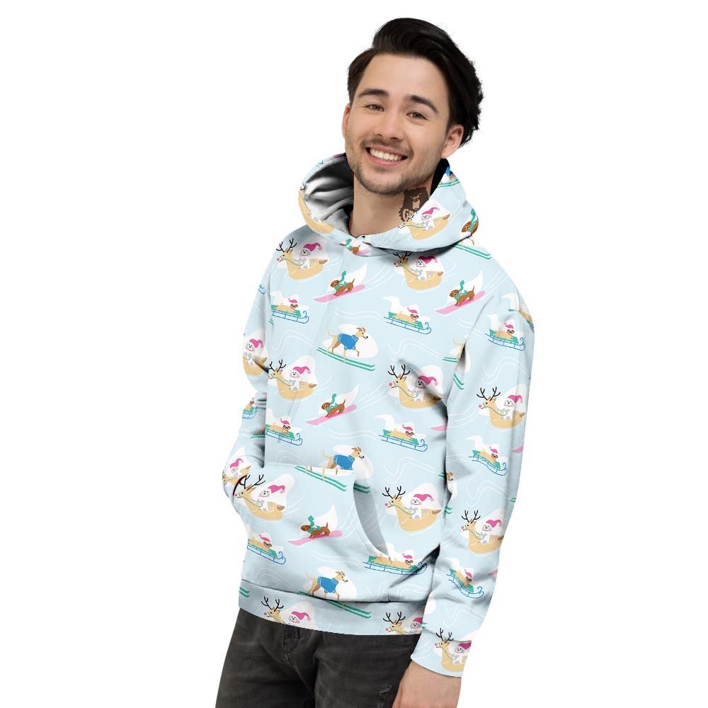 Dog Skiing Print Pattern Men's Hoodie-grizzshop