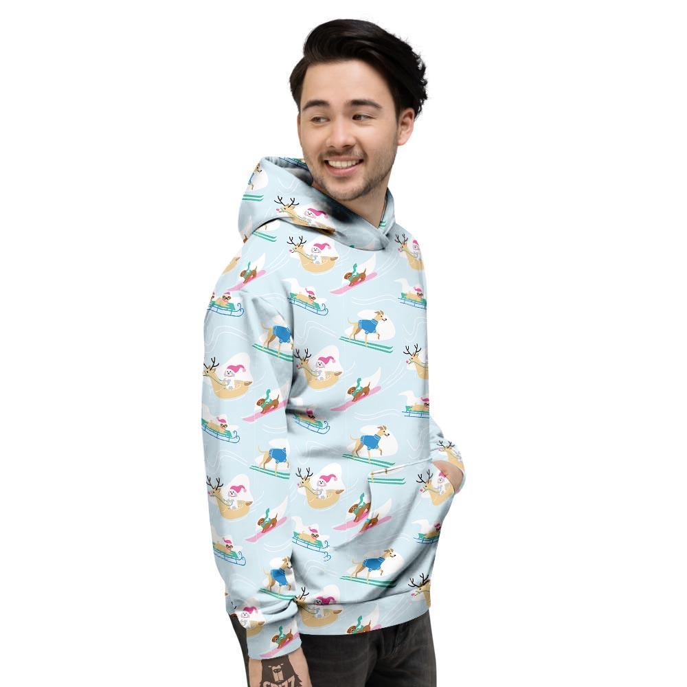 Dog Skiing Print Pattern Men's Hoodie-grizzshop