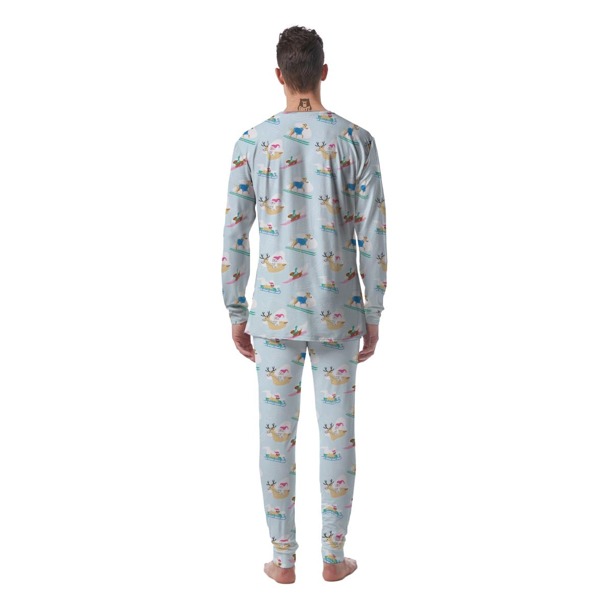 Dog Skiing Print Pattern Men's Pajamas-grizzshop