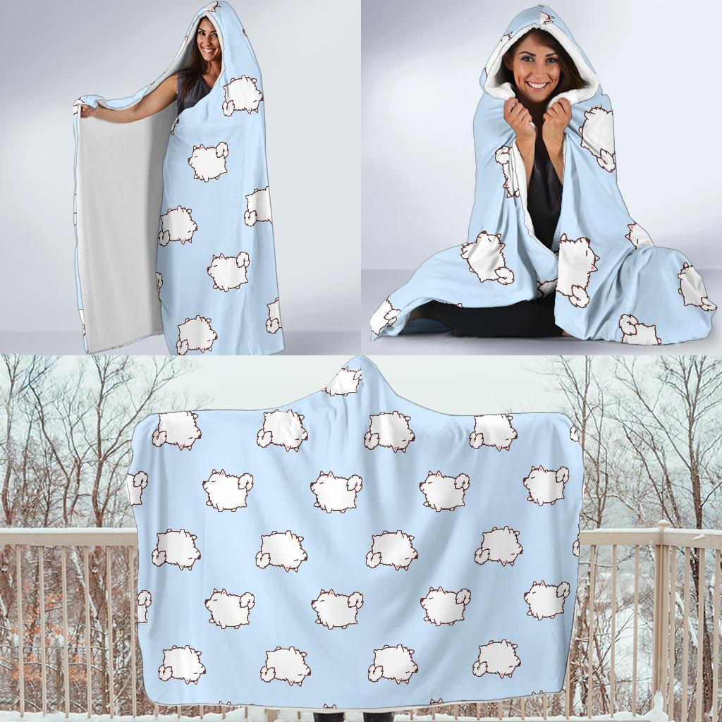 Dog Somoyed Pattern Print Hooded Blanket-grizzshop