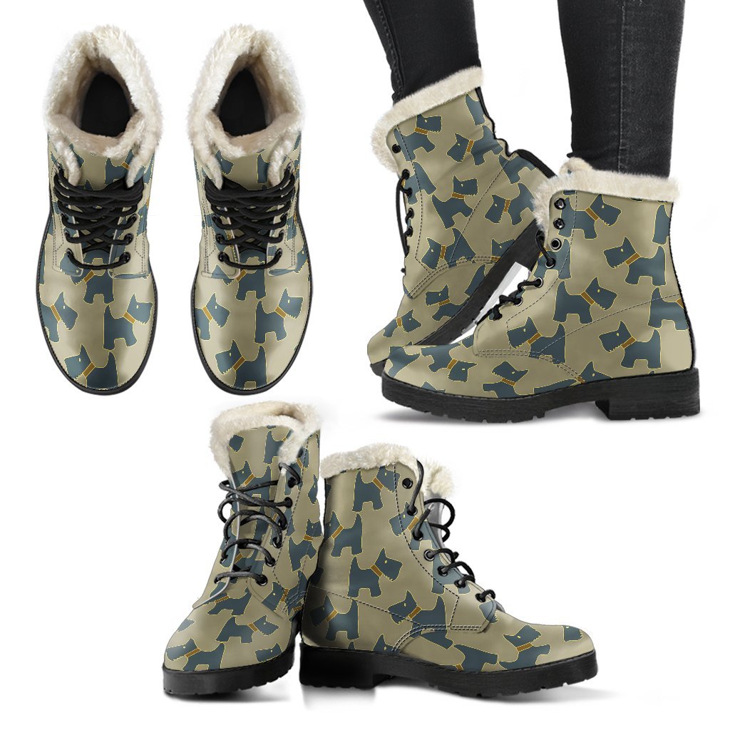 Dog Westie Pattern Print Comfy Winter Boots-grizzshop