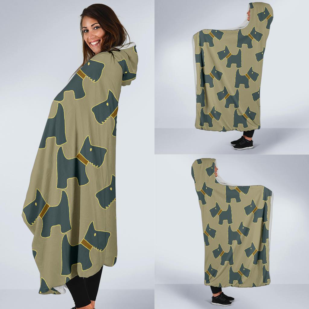 Dog Westie Pattern Print Hooded Blanket-grizzshop