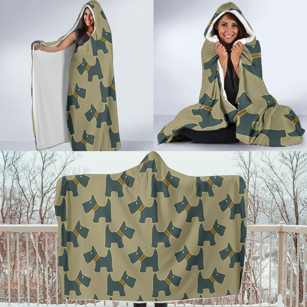 Dog Westie Pattern Print Hooded Blanket-grizzshop