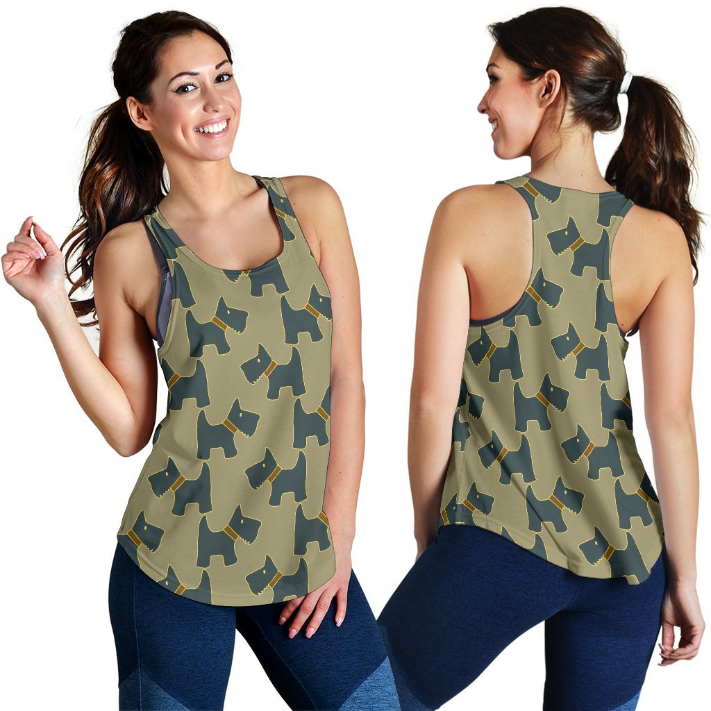 Dog Westie Pattern Print Women's Racerback Tank Tops-grizzshop