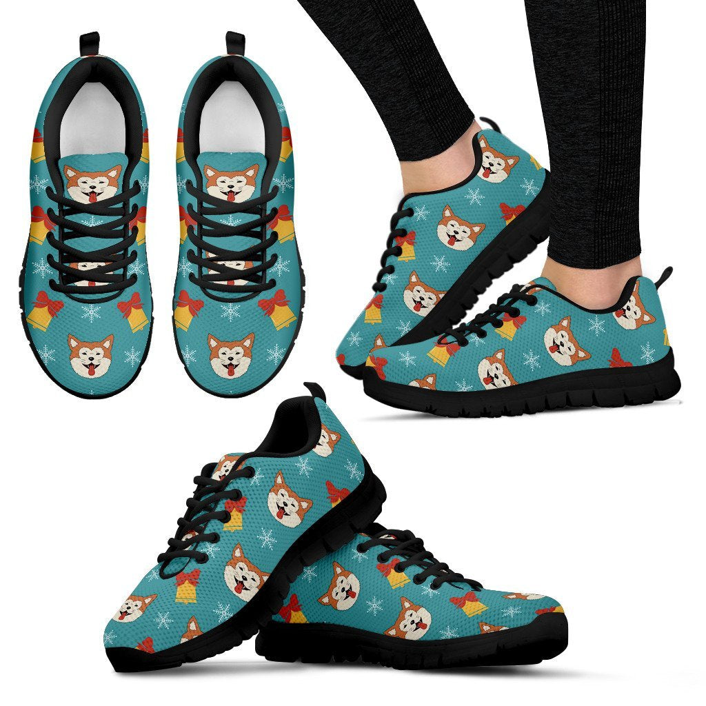 Dog Akita Pattern Print Black Sneaker Shoes For Men Women-grizzshop
