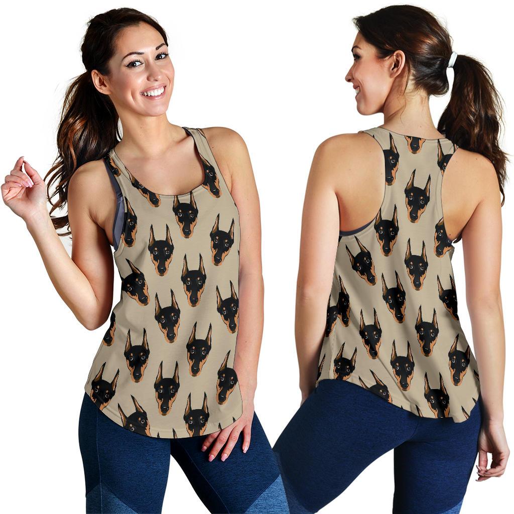 Dog Doberman Pattern Print Racerback Tank Tops-grizzshop
