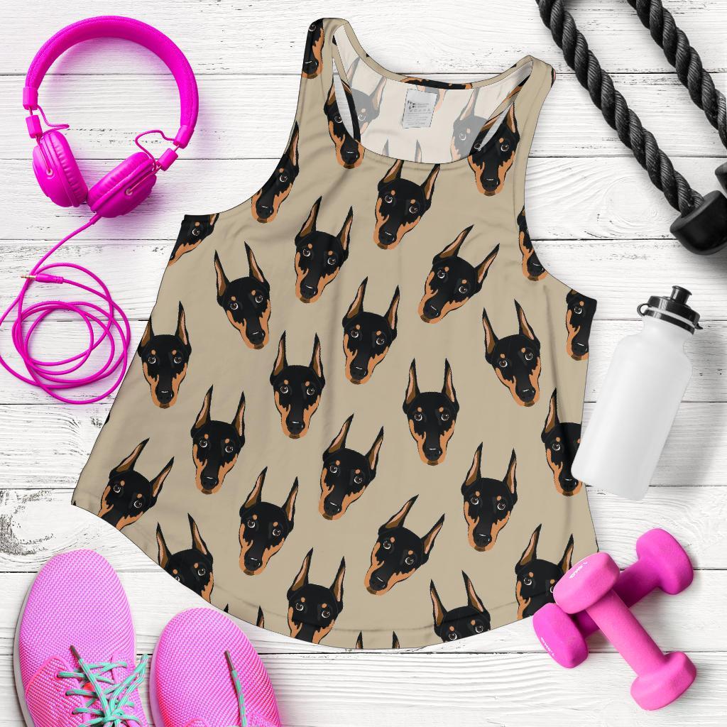Dog Doberman Pattern Print Racerback Tank Tops-grizzshop
