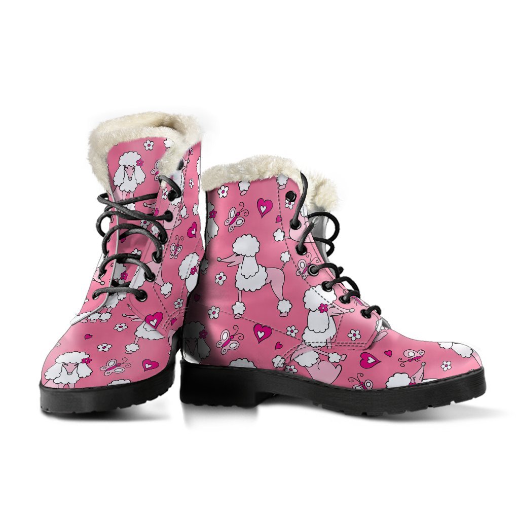 Dog Poodle Pattern Print Comfy Winter Boots-grizzshop