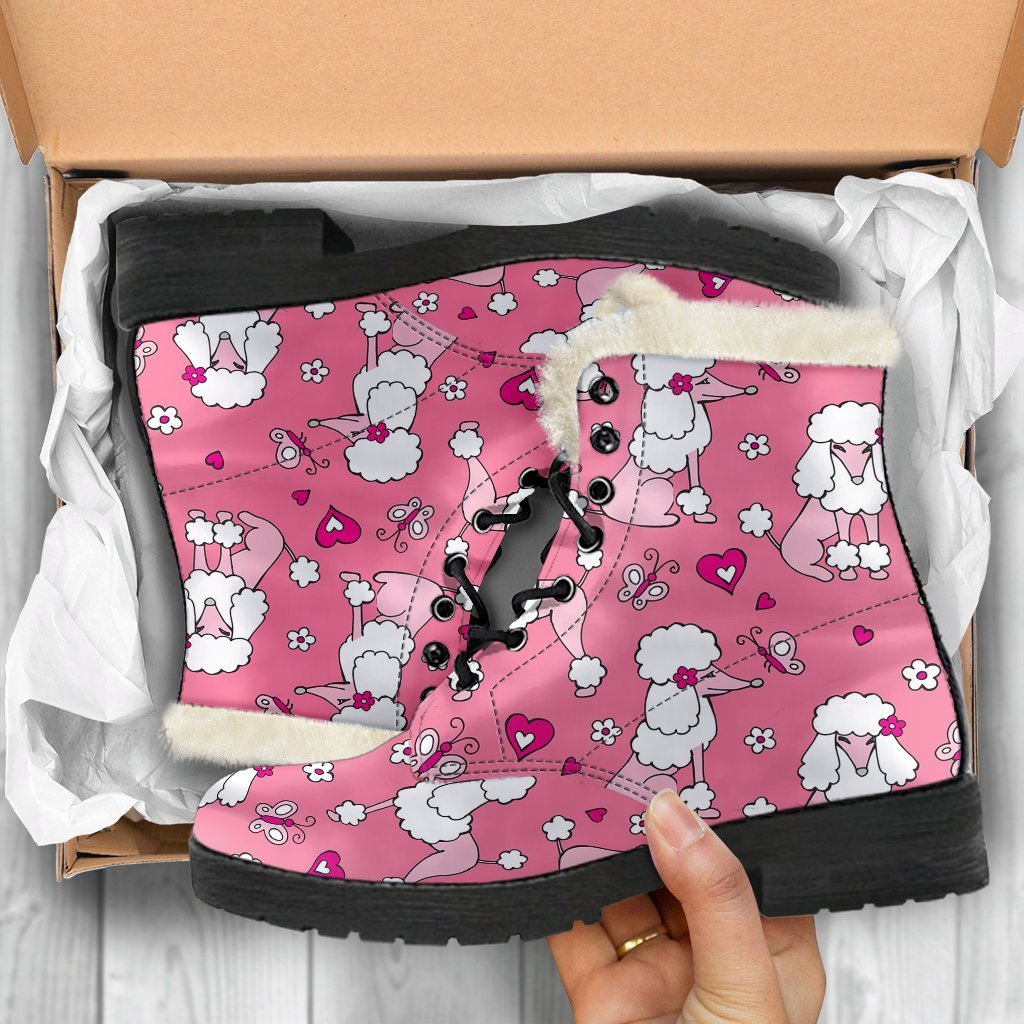 Dog Poodle Pattern Print Comfy Winter Boots-grizzshop