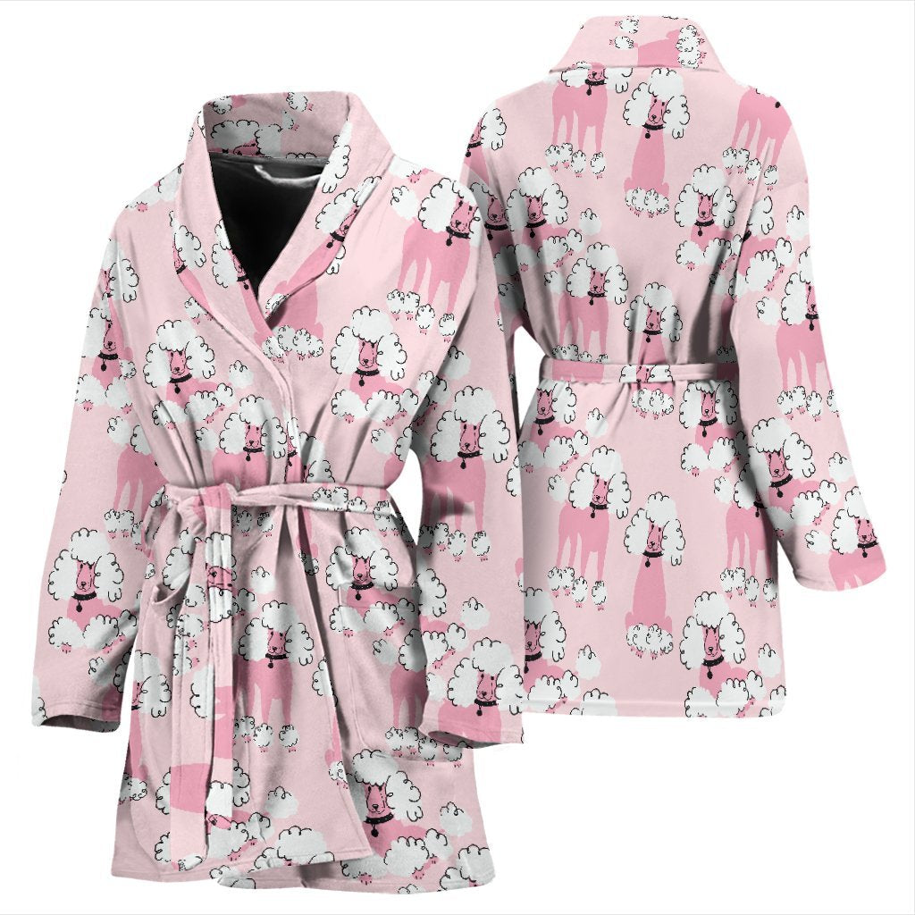 Dog Poodle Print Pattern Print Women Long Robe-grizzshop