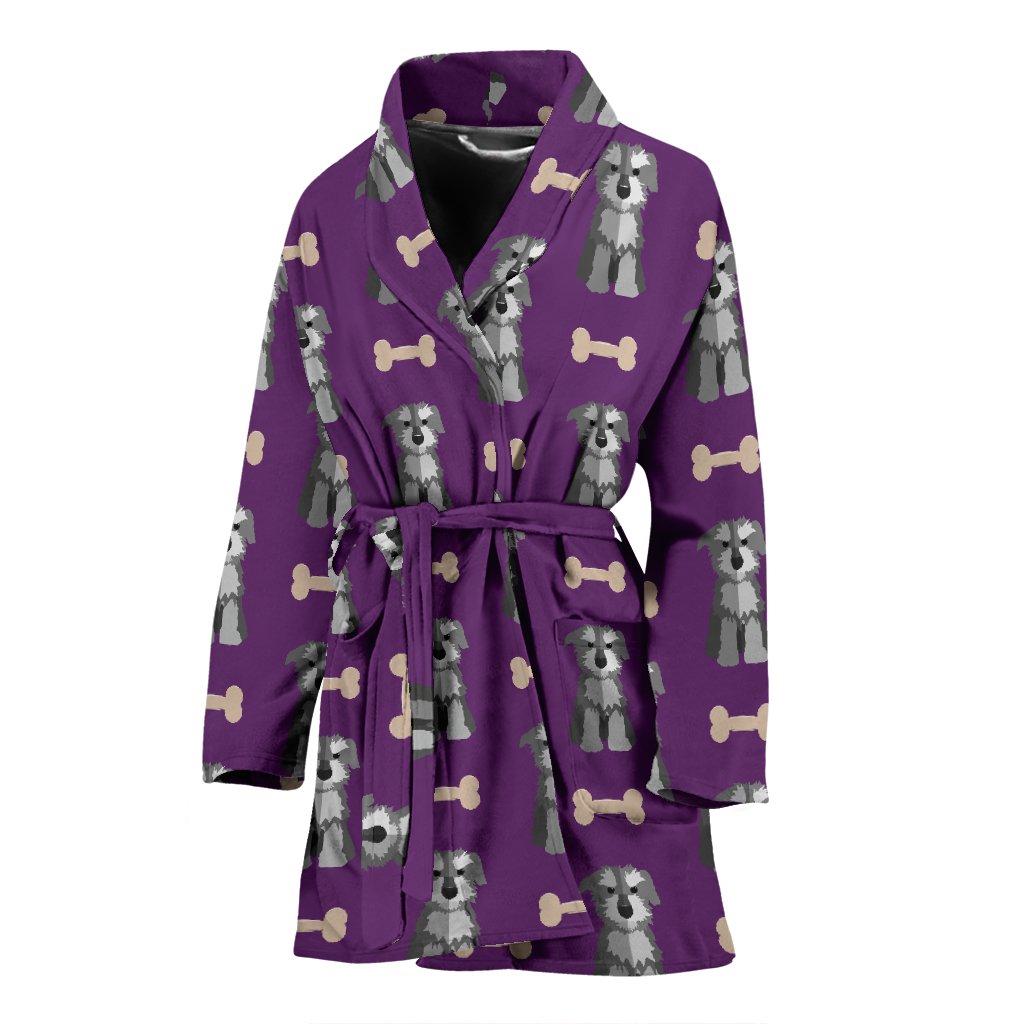 Dog Puppy Schnauzer Print Pattern Pattern Print Women Long Robe-grizzshop