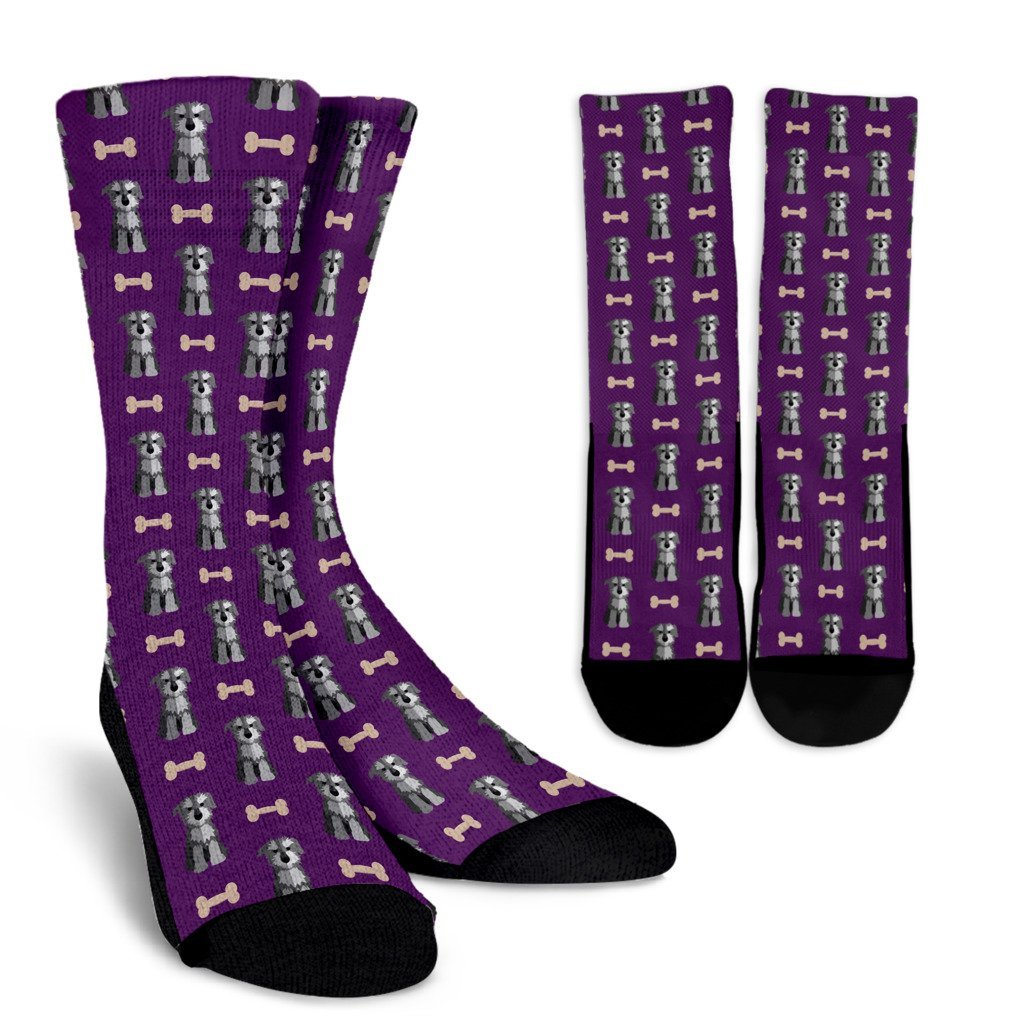 Dog Puppy Schnauzer Print Pattern Unisex Crew Socks-grizzshop