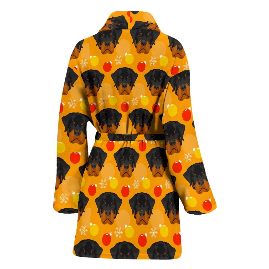 Dog Rottweiler Pattern Print Women Long Robe-grizzshop